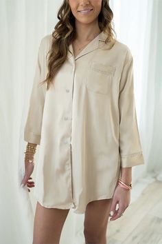 Champagne Satin Sleep Shirt – Spikes and Seams