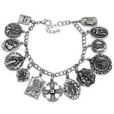 Assembly of Saints Bracelet of Medals – VENXARA St Peregrine, Catholic Bracelet, St Michael The Archangel, Gothic Bracelet, Michael The Archangel, Our Lady Of Lourdes, Lady Of Lourdes, Faith Jewelry, St Anthony