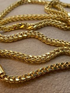 3.5MM 18k Real Gold square Franco chain , 10.05 gr , 23.5 inches,  3.5mm 18k Real Gold square Franco chain , 9.09 gr , 21.5 inches,  3.5mm 18k Real Gold square Franco chain , 8.30 gr , 19.5 inches,  3.5mm 3MM 18k Real Gold square Franco chain , 5.23 gr , 23.5 inches,  3mm 18k Real Gold square Franco chain , 4.70 gr , 21.5 inches,  3mm 18k Real Gold square Franco chain , 4.33 gr , 19.5 inches,  3mm This is a Trending Etsy Bestselling Franco Necklace. It is made with Authentic Genuine Solid 18K Gold. Easy to layer! Looks beautiful with your favorite charms or even if you wear it alone. BEST PRICE ON ETSY FOR SOLID 18kGOLD FRANCO NECKLACES! Premium lobster Hook for added safety! Priced to sell! Compare our prices to other similar sellers! Arrives in a GIFT BOX and includes FREE SHIPPING withi Gold Chain Photography, Gold-plated Necklaces With Wheat Chain, Gold Plated Necklaces With Wheat Chain, Gold Plated Wheat Chain Necklace, Gold Plated Wheat Chain Necklace As Gift, Gift Gold Plated Wheat Chain Necklace, Men's Necklace Gold, Gold Necklace For Men, Real Gold Chains