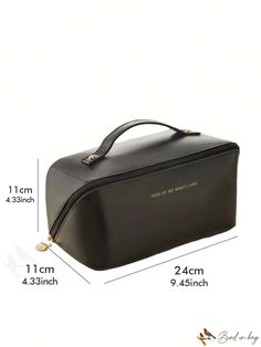 BirdinBag - Waterproof PU Leather Travel Cosmetic Bag - Large Capacity for Women Everyday Large Capacity Rectangular Case Bag, Black Portable Tote Box Bag, Portable Black Tote Box Bag, Large Capacity Rectangular Travel Bag, Large Capacity Pouch Box Bag For Travel, Functional Rectangular Bag For Daily Use, Portable Black Cosmetic Bag For On-the-go, Large Capacity Rectangular Travel Cosmetic Bag, Everyday Portable Black Cosmetic Bag