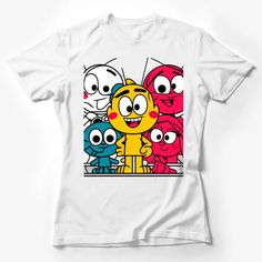 Colorful Cartoon Character Family T-Shirt, Cute Animated Group Tee, Fun Kids and Adults Apparel Female T-Shirt Custom graphic T-Shirt.Customize your color Male T Shirt, Cartoon Character, Cartoon Characters, Cool Kids, Custom Shirts, Graphic T Shirt, Womens Shirts, T Shirt, Color