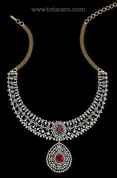 18 karat gold "detachable / 7 in 1" diamond necklace with Color stones  
  this product has inter changeable stones in the necklace and pendant.
  this product has a detachable pendant which can be used as a separate pendant with most chains.


enhance your beauty with 18 karat gold "detachable / 7 in 1" diamond necklace with color stones    elevate your style with this exquisite 18 karat gold diamond necklace, handcrafted in india by totaram jewelers. this stunning piece feature Diamond Pendant Necklace In Temple Jewelry Style, Diamond Gemstone Temple Jewelry, Temple Jewelry Diamond Necklace With Single Cut Diamonds, Yellow Gold Temple Jewelry With Cubic Zirconia, Temple Jewelry Necklace With Single Cut Diamonds, Yellow Gold Cubic Zirconia Temple Jewelry, Elegant 22k Gold Bridal Necklace With Gemstones, Exquisite Diamond Jewelry With Detachable Pendant, Fine Jewelry With Detachable Diamond Pendant