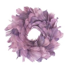 purple feathers are arranged in the shape of a circle