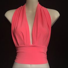 Sexy Summer Pink Wrap Halter Open Back Cropped Top Club Wear Fitted V-neck Blouse For Club, Summer Party Triangle Top, Stretch Pink Tops With Built-in Bra, Triangle Top Crop Top For Club, Triangle Crop Top For Night Out, Pink Fitted Flirty Top, Flirty Stretch Backless Top, Fitted Flirty Pink Top, Pink V-neck Crop Top For Summer