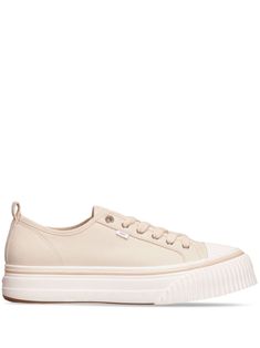 light beige cotton appliqué logo round toe front lace-up fastening pull-tab at the heel rubber sole When buying this unisex item, keep in mind that it is graded in standard men's sizing. Round Logo, Ami Paris, Chanel 2, Iconic Bags, Ballet Pumps, Boot Pumps, Exclusive Fashion, Fine Earrings, Pump Sandals