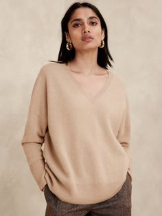 Astrid Boiled Cashmere V-Neck Sweater | Banana Republic Cashmere V-neck Sweater With Ribbed Cuffs, Winter Relaxed Fit V-neck Sweater, Classic Cashmere V-neck Sweater In Soft Knit, Cashmere V-neck Sweater For Work, Relaxed Fit V-neck Sweater For Fall, Everyday Fall Cashmere V-neck Sweater, Relaxed Fit V-neck Fine Knit Sweater, Oversized V-neck Sweater With Soft Texture, Relaxed Fit V-neck Sweater For Winter