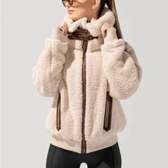 Discontinued Color, Cream Size Medium Ships In 1 Day! Wendy Nguyen, Wendy's Lookbook, Everyday Jacket, Cosy Outfit, Fall Winter Coat, Cozy Jacket, Thick Sweaters, Wool Blend Coat, Sherpa Jacket