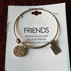 Friends Bracelet Metal Bangle For Friendship, Nickel-free Stainless Steel Casual Jewelry, Casual Nickel-free Stainless Steel Jewelry, Casual Stainless Steel Nickel-free Jewelry, Nickel Free Stainless Steel Jewelry For Friendship, Nickel Free Charm Bracelet For Friendship, Casual Metal Charm Bracelet Gift, Casual Metal Charm Bracelet As Gift, Casual Metal Charm Bracelet For Gift