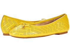 LAUREN Ralph Lauren Jayna Ballet Flat - Women's Shoes : Yellow : The LAUREN Ralph Lauren Jayna flat will be a staple in your timeless wardrobe with a slip-on construction, plain round toe, and bow accent over the vamp. Leather upper boasts a smooth finish. Signature logo hardware at the side heel. Breathable textile lining. Lightly padded footbed for added comfort. Rubber outsole. Imported. Measurements: Heel Height: 1 4 in Weight: 8 oz Product measurements were taken using size 9, width B - Med Summer Workwear Flats With Bow, Classic Slip-on Ballet Flats For Spring, Spring Ballet Flats With Perforated Toe Box, Classic Spring Flats With Bow, Chic Yellow Flats For Spring, Spring Ballet Flats With Perforated Round Toe, Spring Slip-on Flats With Bow, Spring Slip-on Ballet Flats With Bow, Spring Bow Slip-on Flats