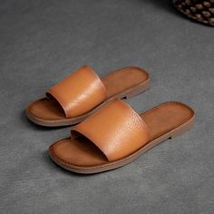 Lasaky - Premium Leather Fashion Slippers with Rubber Sole - Stylish, Comfortable, and Moisture-Wicking for Bathroom or Casual Wear Leather Scarf, Women Casual Flats, Summer Heels, Fashion Slippers, Slides Women, Shoe Size Conversion, Pig Skin, Leather Slides, Casual Flats