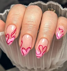 Simple Fall Nails, Cute Simple Nails, Nagel Tips, Gel Nail Tips, Heart Nail, Heart Nails, Nail Extensions, Valentine's Day Nails, Valentines Nails