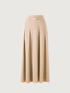 Pin-Tuck Midi Skirt with Belt Midi Skirt With Belt, Skirt With Belt, Aline Skirt, White Charcoal, Tapered Pants, Pin Tucks, Wool Fabric, Skirt Pants, Everyday Essentials Products