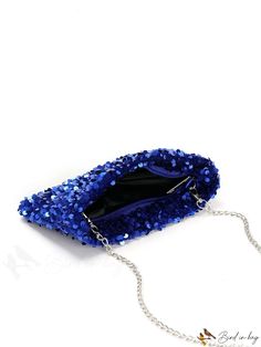 BirdinBag - Blue Sparkle Square Crossbody Evening Bag - Perfect for Parties and Dinner Events Blue Pouch Bag For Mobile Phone, Blue Mobile Phone Pouch Bag, Blue Mobile Phone Pouch Shoulder Bag, Blue Mobile Phone Evening Bag, Blue Clutch Shoulder Bag, Blue Crossbody Clutch For Evening, Blue Satchel Bags, Elegant Blue Bag With Mobile Phone Holder, Blue Handheld Pouch For Daily Use