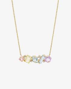 Kalan By Suzanne Kalan Nadima Blend Pastel Bar Pendant in 14k yellow gold Pastel Jewelry, Pastel Ombre, Pretty Jewelry Necklaces, Yellow Necklace, Expensive Jewelry Luxury, Luxe Jewelry, Expensive Jewelry, Jewelry Lookbook, Bar Pendant