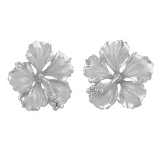 Material: 925 sterling silver Dimensions: The Hibiscus measures 5/8 inch (0.63 inch) tall and 5/8 inch (0.63 inch) wide. Post backing. Features: These earrings are textured with a delightful combination of high polish (around the edges) and sand finish (center of the flower) for a striking contrast. Large enough to be noticeable and can be dressed up or down. So beachy and oh-so-chic. Gift Ready: These sterling silver earrings will be lovingly hand packed in our distinctive black gift box, with Rough Gemstone Jewelry, Vintage Diamond Earrings, Vintage Drop Earrings, Silver Jewelry Earrings, Silver Jewelry Pendant, Black Jewelry, Earrings Stud, Sapphire Earrings, Pure Gold