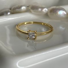 "Stunning and elegant 14K Gold or Silver plated Purity Ring. <3 \"Blessed are the pure in heart, for they shall see God.\" Matthew 5:8 <3 -made of 925 sterling silver -THICK plating of 14k gold or rhodium -princess cut ring All sales are Final Sale on all purity rings, so make sure you know you're corrects measurements + rings size! :)" Gold Timeless Stackable Rings For Promise, Timeless Gold Stackable Promise Rings, Timeless Gold Stackable Rings For Promise, Fine Jewelry Stackable Princess Cut Promise Rings, Fine Jewelry Princess Cut Stackable Promise Rings, Classic Gold Diamond Ring With Si Clarity, Gold Plated Birthstone Promise Ring, Timeless Gold Stackable Rings As Gift, Elegant Hypoallergenic Ring Jewelry