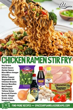 Chicken Ramen Stir Fry Chicken Ramen Stir Fry, Ramen Dinner, Pastas Recipes, Chicken Ramen, Ramen Noodle Recipes