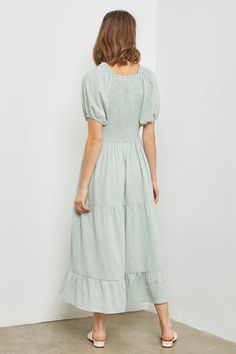 Elsie modest midi dress in sage-NEW – JanieLanie Temple Dresses, Modest Midi Dress, Modest Boutique, Tea Dresses, Modest Maxi, Modest Tops, Modest Apparel, Embroidered Bodice, Modest Skirts