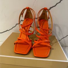 Michael Kors “Imani Strappy Sandal” In “Apricot” Never Been Worn And A True Orange Tone. Orange Sandals, Orange Tone, Michael Kors Shoes, Strappy Sandals, Women's Shoes Sandals, Apricot, Color Orange, Shoes Sandals, Michael Kors