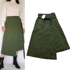 Olive Green Checklist Hemp & Cotton Blend Cargo Pockets Wrap Midi Skirt From Everybody & Everyone. New With Tags. Size Us 2/4, Small, Length ~30”. B22 Spring High Waist Solid Cargo Skirt, High Waist Cotton Cargo Skirt For Work, Spring High Waist Cargo Skirt, High Waist Cargo Skirt For Spring Workwear, High-waist Cargo Skirt For Spring Workwear, Spring High Waist Lined Cargo Skirt, Spring Workwear High Waist Cargo Skirt, Chic Green Cargo Skirt For Summer, Fitted Wrap Skirt With Pockets For Spring