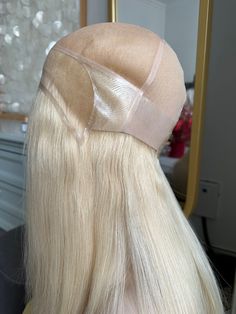 18" Blonde Medical European Human Hair Wig, Hand-tied Fine Real Human Hair System For Alopecia,Medium Cap 22.5" Circumference DETAILS ABOUT THE WIG This  hair system features fine real human virgin hair, the hair can be styled and colored  like your own hair.  Full lace cap construction makes the wig is able to part everywhere, able to do a high ponytail, able to tape on or glue on. Breathable mono whole crown top  is a good choice for summer.  A pretty nice choice for  alopecia/baldness/chemotherapy. Bonded or taped to head scalp. Texture: straight Material: 100% real human virgin hair Cap  Size: medium cap-- 22.5" circumference Cap Construction: Lace front hair line, mono top crown,wide PU at the back and temples, wefts in the back. Hair Length:  18 inch from crown down tips;  Density: Front Hair, Hair System, High Ponytail, Human Virgin Hair, Lace Caps, High Ponytails, Human Hair Wig, Cap Hair, Real Human Hair