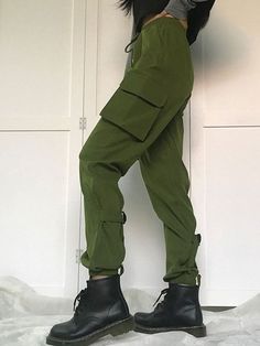 ⚡️Free Shipping 2022 Multi Pocket High Waist Cargo Pants Green M under $41.00 in Pants at AnotherChill.com Online. Style: Casual, Street. Color: Green. Main Material: Polyester. Fit Type: Regular. Design: High Rise Waistline, Elasticated Waist With Drawstring Tie, Functional Pockets, Elasticated Cuffs. ✓2022 SUMMER OUTFITS. Check reviews and buy Multi Pocket High Waist Cargo Pants today. High Waist Cargo Pants, Cargo Pants Green, Waist Cargo Pants, Pants Green, Exclusive Fashion, Straight Leg Pants, Cargo Pants, Leg Pants, Parachute Pants