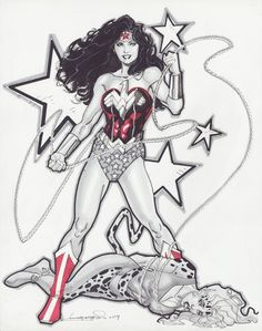 a drawing of a woman dressed as wonder