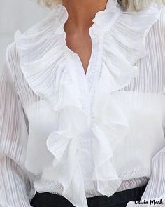 Olivia Mark - Plain ruffle top with bell sleeves Top With Bell Sleeves, Online Fashion Stores, Ruffle Top, Bell Sleeves, Ruffle Blouse, Sleeve Length, Women's Top, Clothes, Manche