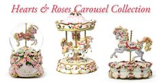 three different carousels are shown with the words hearts and roses carousel collection