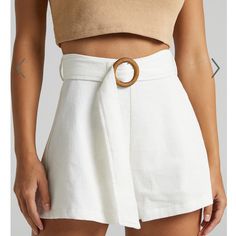 Showpo Devera Belted High Waisted Short, Off White, New With Tags Nwt, Us 12, Never Worn High Wasted Shorts, Womens High Waisted Shorts, Black High Waisted Shorts, Black Short Dress, Black High Waist, Pleated Shorts, Light Wash Denim, White Style, High Waisted Shorts