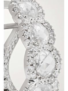 DAVID MORRIS 18-karat white gold diamond hoop earrings | NET-A-PORTER David Morris, Gold Diamond Hoop Earrings, Its Fine, Vs Diamond, Diamond Hoop Earrings, Rose Cut Diamond, Rose Cut, Net A Porter, White Gold Diamonds