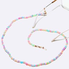 This Unique Piece Is A Wonderful Addition To Your Wardrobe And Your Style; Sure To Get Lots Of Compliments! Y2k Gshmhy00y0006fs Handmade Pink Glasses Chains For Summer, Glasses Chain, Glasses Accessories, Green Pink, Pink And Green, Unique Pieces, Glass Beads, Hoop Earrings, Your Style