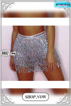 Women's Skirt Asymmetrical Polyester Sequin Black Silver Pink Red Skirts Summer Sequins Tassel Fringe Sparkle Sexy Sparkle & Shine Performance Club One-size Fitted Hip-length Mini Skirt For Party, Summer Party Hip-length Skirt, Hip-length Summer Party Skirt, Party Season Fringe Skirt For Night Out, Fitted Skirt With Rhinestone Fringe For Spring, Hip-length Party Skirt, Glamorous Spring Bottoms For Costume Party, Hip-length Shorts For Summer Parties, Glamorous Spring Costume Party Bottoms