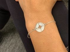 Silver Compass Bracelet made of Solid 925 Sterling Silver ☞ made to last.Matching Set ☞ please ask me SKU BROIO50064 Sterling Silver Star Bracelet As Gift, Cardinal Points, Cardinal Point, Compass Bracelet, Bar Pendant, Solid 925 Sterling Silver, Compass, Bracelet Making, Gold Vermeil