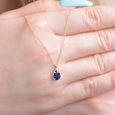 Solid Gold Blue Sapphire Necklace, Genuine Pear Cut Blue Sapphire Necklace, Blue Sapphire Solitaire Necklace, Dainty Sapphire Necklace 💎 Gold K: 14K or 18K Solid Gold - 1.85 Gram 💎 Custom Gold Color: Rose Gold, Yellow Gold, White Gold 💎 Pear Shape Sapphire: 1 Pcs 7x5 MM  💎 Total Sapphire Ctw: 0.85 Ctw Natural 💎 Sapphire Color : Blue  💎 Setting Type: Prong  💎 Certified Item 💎 Product Code: MR0015230  📎 If you have questions about this product, you can contact me. I will get back to short Elegant Pear-shaped Blue Jewelry, Elegant Blue Pear-shaped Jewelry, Elegant Blue Teardrop Necklace, Blue Pear-shaped Birthstone Jewelry, Fine Jewelry Sapphire Teardrop Pendant, Sapphire Teardrop Pendant Fine Jewelry, Teardrop Sapphire Necklace In Fine Jewelry Style, Sapphire Pear-shaped Necklace For Anniversary, Sapphire Teardrop Pendant Necklace