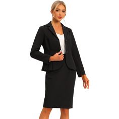 Business 2 Piece Suit Set for Women's Long-Sleeve Notched Lapel Peplum Blazer Pencil Skirts The set features a long-sleeve blazer with a notched lapel design that accentuates the sophisticated look of the suit. The peplum detail on the blazer adds a feminine touch and enhances your curves A must-have choice for your work wardrobe in the new season The pencil skirt in this set complements the blazer perfectly with its sleek design. It features a high waistline that flatters your figure and create Pencil Skirt Suit, Skirt 2 Piece Set, Lapel Design, Peplum Blazer, 2 Piece Suit, Skirt Suit Set, Pencil Skirt Black, Pencil Skirts, Long Sleeve Blazers