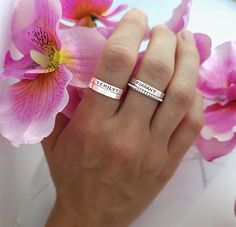 ✨Personalized Name Ring - 925 Sterling Silver, Stackable Style, Custom Anniversary Date, Mother's Day Gift, Memorial Ring, Dainty Initial✨ ✨Elevate your jewelry collection with our personalized dainty ring, expertly crafted in sterling silver or stainless steel. This stackable design allows you to mix and match for a chic, minimalist look. Each piece is carefully hand stamped, ensuring a unique and meaningful accessory tailored just for you.✨ 🔽 𝓓𝓮𝓽𝓪𝓲𝓵𝓼 𝓪𝓷𝓭 𝓒𝓾𝓼𝓽𝓸𝓶𝓲𝔃𝓪𝓽𝓲𝓸𝓷 M Silver Stackable Promise Rings For Mother's Day, Silver Engraved Ring For Mother's Day, Silver Engraved Open Ring For Mother's Day, Silver Hand Stamped Rings For Mother's Day, Mother's Day Silver Engraved Open Ring, Stamped 925 Rings For Mother's Day Wedding, Sterling Silver Engraved Ring With Hallmarks As Gift, Mother's Day Sterling Silver Engraved Ring, Sterling Silver Stackable Rings For Anniversary, Mother's Day