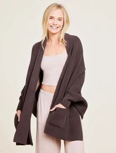 From Barefoot Dreams: From our Day to Night Collection®, stay cozy and warm with this one-size-fits-all CozyChic® Blanket Wrap. It features ribbed cuffs and front patch pockets and its generous length allows for ease of movement, providing warmth without bulk. Model is 5' 7" and is wearing One Size. 100% Polyester Microfiber. Machine wash cold in the gentle cycle. Lay flat to dry or tumble dry low. Steam or cool iron if necessary. For best care, do not use bleach, dryer sheets, or fabric softene Barefoot Dreams Blanket, Diff Eyewear, Vintage Havana, Blanket Wrap, Capri Blue, To Night, Stay Cozy, Comforters Cozy, Sweater Blouse