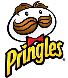 the logo for pringles with a mustache and bow tie on it's head