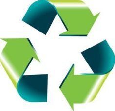 a green recycle logo with arrows pointing up to the left and right sides