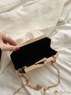 BirdinBag - Compact Metallic Chain Strap Mini Box Bag Trendy Square Evening Bag As Gift, Trendy Square Evening Bag For Gift, Trendy Rectangular Box Bag For Party, Chic Large Capacity Box Bag For Party, Rectangular Box Bag With Chain, Trendy Rectangular Box Bag As Gift, Large Capacity Gold Shoulder Bag For Evening, Rectangular Chain Box Bag, Gold Shoulder Bag With Large Capacity For Evening