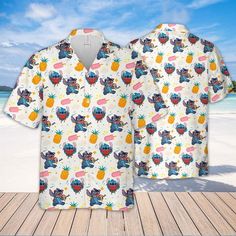 Disney Hawaiian Shirt Summer Beach Stitch Ice Cream Pineapple Pattern Disney Aloha Button Up Shirt The Hawaiian Shirt is an iconic symbol of laid-back, tropical style. Crafted from lightweight, breathable fabrics, it offers a comfortable and relaxed fit, perfect for warm weather escapades. Its vibrant, exotic patterns evoke the spirit of the Hawaiian islands, radiating a sense of fun and adventure. With its button-up design and collared finish, it strikes the perfect balance between casual and s Stitch Ice Cream, Gifts For Disney Lovers, Funny Hawaiian Shirts, Star Wars Love, Disney Gift, Cute Stitch, Pineapple Pattern, Tropical Colors, Tropical Style