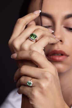 Selim Mouzannar mina emerald ring in rose gold.18k rose gold, Lilac Enamel 1.11 emerald, 0.13tcw Diamond Green Tourmaline Ring, Emerald Diamond Ring, Rose Gold Diamond Ring, Discount Jewelry, Tourmaline Ring, Enamel Ring, Diamond Fashion, Fine Jewels, Green Tourmaline