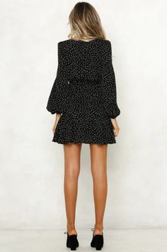 Sexy V-neck Polka Dot Dress Black Dresses Non-stretch Polka Dot Dress For Spring, V-neck Polka Dot Mini Dress For Summer, Polka Dot V-neck Mini Dress For Summer, V-neck Mini Dress In Polka Dot For Summer, Spring Polka Dot Mini Dress, Non-stretch Mini Dress For Date Night, Casual V-neck Polka Dot Dress, Casual Polka Dot V-neck Dress, Casual Polka Dot V-neck Mini Dress