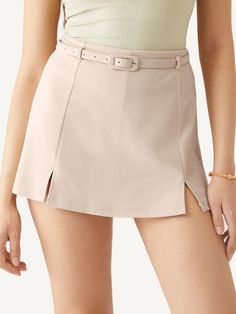 Softest Stone Wash Mini Skort Morning Mist, Wool Fabric, Front Design, Waist Belt, The 3, Skirt Pants, Everyday Essentials Products, Mist, Insulation