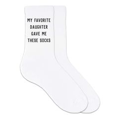 My favorite daughter gave me these socks digitally printed on crew socks. Funny Letter Print Socks Gift, Funny Letter Print Socks As Gift, Personalized White Socks Gift, Customizable White Socks For Gifts, Customizable White Socks For Gift, Customizable White Socks As Gift, Gifts For Dads, Wedding Socks, Personalized Socks