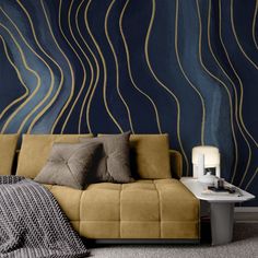 Navy Blue Pattern Removable Wallpaper Removable Wallpaper EazzyWalls Sample: 6''W x 9''H Canvas Wallpaper Store, Large Wall Murals, Look Wallpaper, Navy Walls, Wallpaper Stores, Temporary Wallpaper, Wallpaper Accent, Wallpaper Accent Wall, Wallpaper Living Room