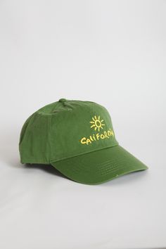 100% Cotton Baseball Cap, made in China One size Embroidered in San Francisco. Original design by Gravel & Gold Vintage Baseball Cap With Curved Visor For Spring, Green Baseball Cap With Curved Bill For Summer, Green Cotton Trucker Hat For Spring, Green Curved Bill Baseball Cap For Summer, Spring Green Cotton Trucker Hat, Green Curved Brim Dad Hat For Spring, Green Summer Dad Hat, Green Adjustable Dad Hat For Summer, Green Curved Bill Hat For Spring