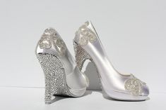 Swarovski Crystal White Wedding Heel Bedazzled High Heel Wedding Heels, Crystal High Heels For Wedding, Bedazzled High Heels For Wedding, Glamorous Rhinestone Wedding Shoes For Reception, Crystal Embellished Wedding Heels, Crystal Wedding Shoes With Rhinestones For Prom, Elegant Bedazzled Heels For Wedding, Elegant High Heel Wedding Shoes With Bling, Elegant High Heel Crystal Wedding Shoes