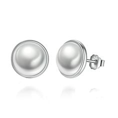 Earrings Womens White Pearl Earrings White Elegant Everyday Round Clip-on Earrings, Classic Pearl White Hypoallergenic Earrings, Classic Hypoallergenic Pearl White Earrings, Classic Hypoallergenic Pearl Earrings, Elegant Hypoallergenic Plug Earrings For Anniversary, Classic Round Hypoallergenic Clip-on Earrings, Elegant White Plug Earrings, Elegant White Round Plug Earrings, Pearl White Round Earrings For Everyday